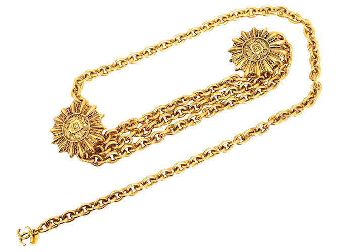 Chanel Cinto de elo de corrente Sun CC forrado de ouro Dourado Metal Banhado a ouro  ref.1201015
