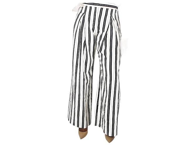 Autre Marque Pantaloni a righe color crema - taglia UK 12 Crudo Viscosa  ref.1201084