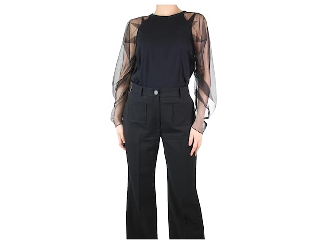 See by Chloé Black sheer-sleeved top - size M Cotton  ref.1201104