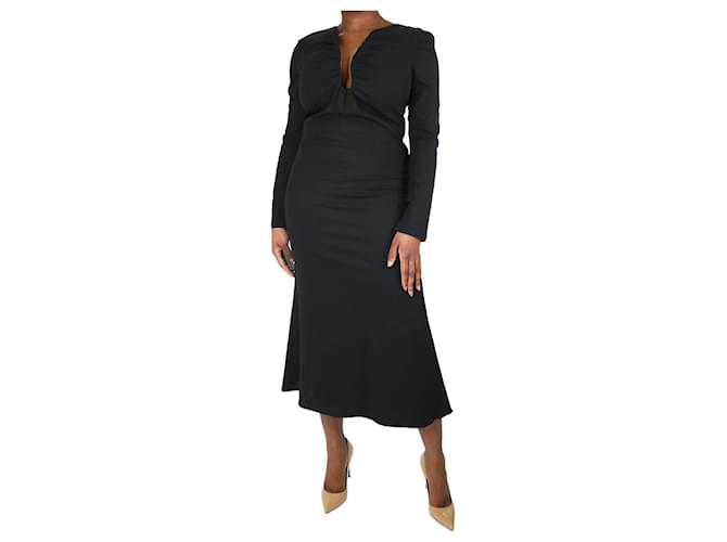Roland Mouret Black long-sleeved stretch cady midi dress - size UK 12 Viscose  ref.1201118