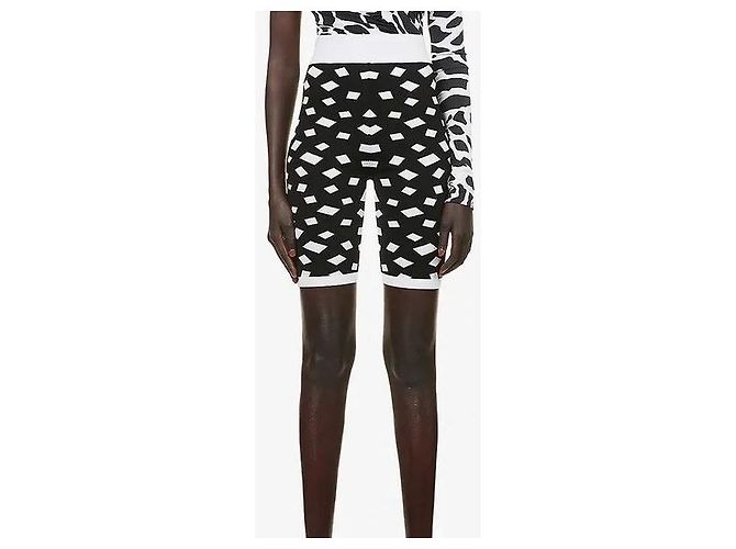 Balmain Jacquard Strickshorts Schwarz Weiß