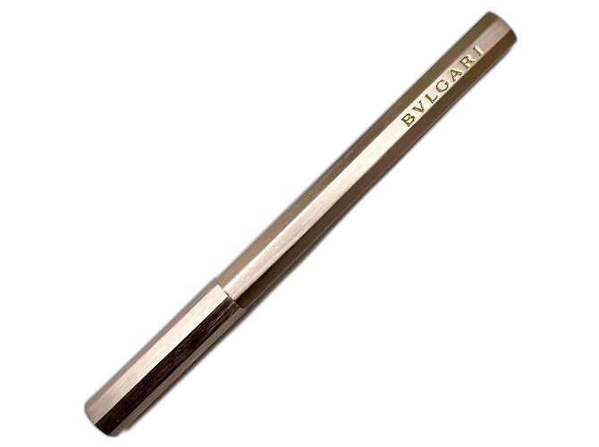 Bulgari brushed metal ballpoint pen Silver hardware