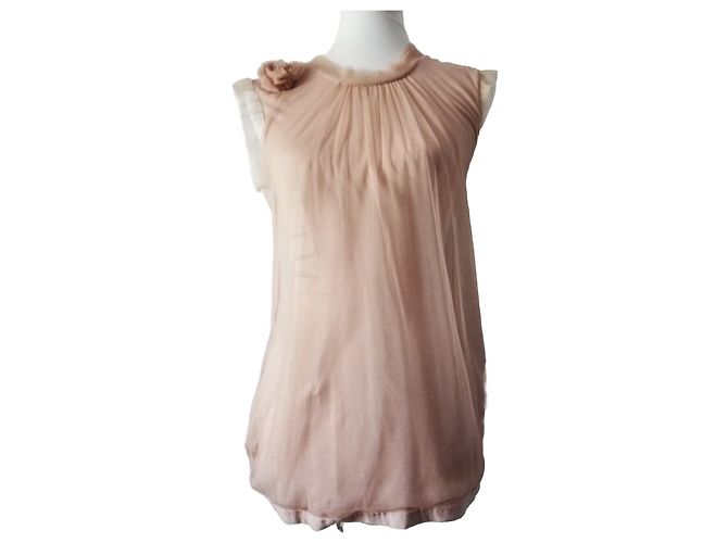 Camisa Lanvin Rosa de Liocel com Aplique de Rosa