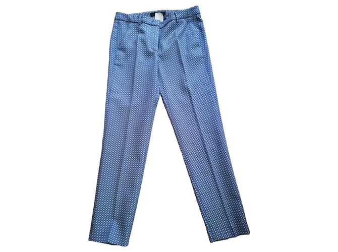 Weekend Max Mara Blue printed trousers - size UK 10 Cotton ref.985453 -  Joli Closet