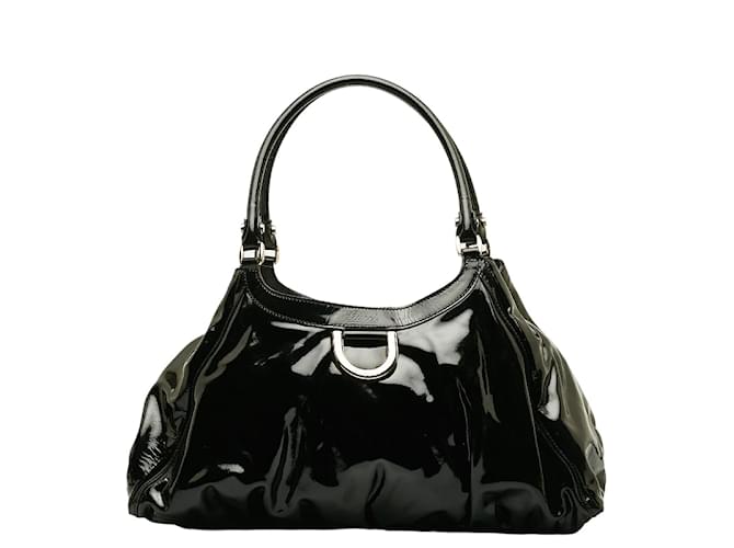 Bolsa de ombro Gucci Abby em couro envernizado 189835 em muito bom estado Preto  ref.1201203