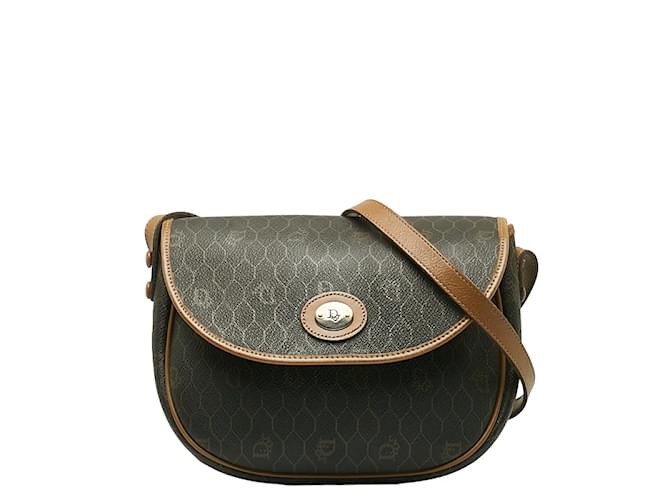 Dior Schultertasche aus PVC-Leder mit Wabenmuster in gutem Zustand Braun Kunststoff  ref.1201214