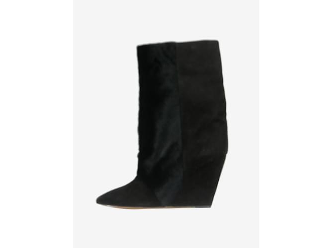Isabel Marant Black suede wedged boots - size EU 39  ref.1201219