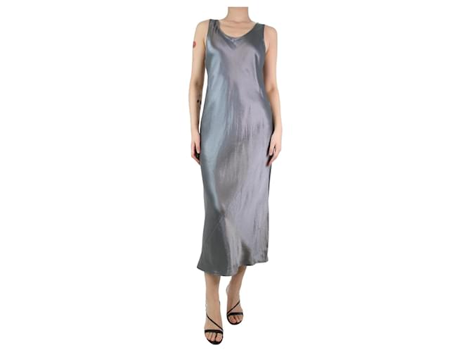 Autre Marque Grey sleeveless satin dress - size UK 12 Acetate  ref.1201226