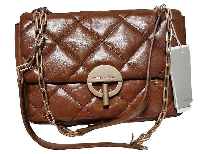 Bolsa de mão Vanessa Bruno Moon em couro marrom