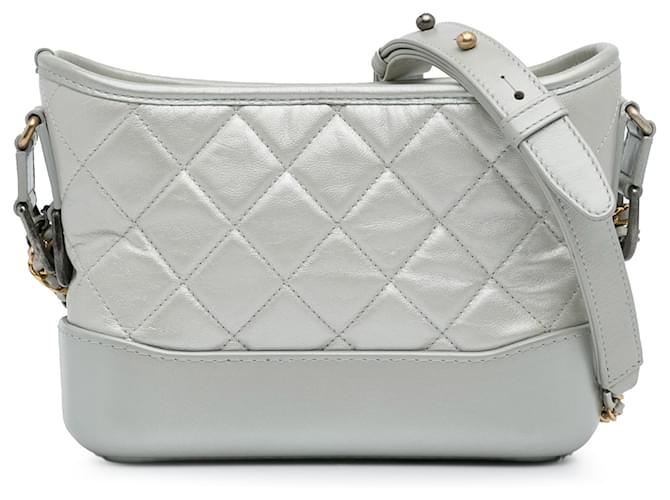 Chanel Silver Small Metallic Gabrielle Crossbody Bag Silvery Leather  ref.1201271