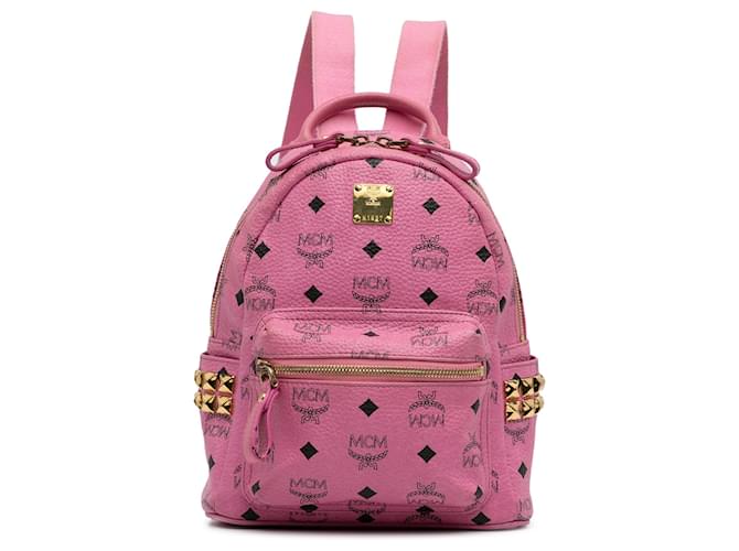 MCM Pink Mini Visetos Stark Backpack Cloth Cloth  ref.1201326