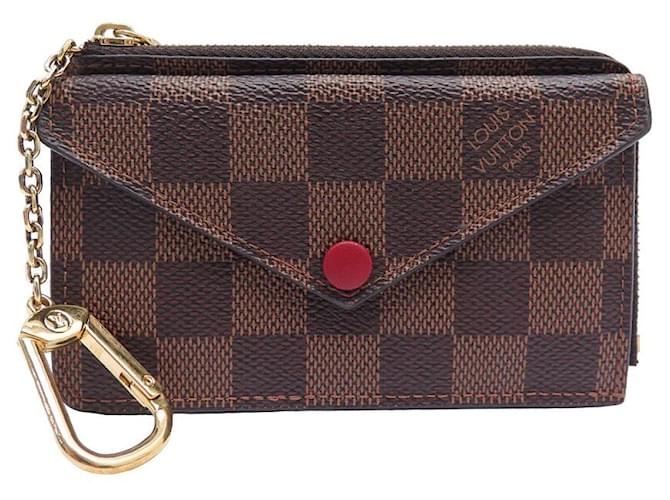 NEW LOUIS VUITTON lined-SIDED CARD HOLDER DAMIER EBENE CANVAS CARD HOLDER Brown Cloth  ref.1201374