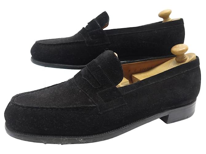 JM WESTON SHOES 180 Church´s Loafers 7C 41 41.5 BLACK SUEDE SHOE STREET LOAFERS  ref.1201382