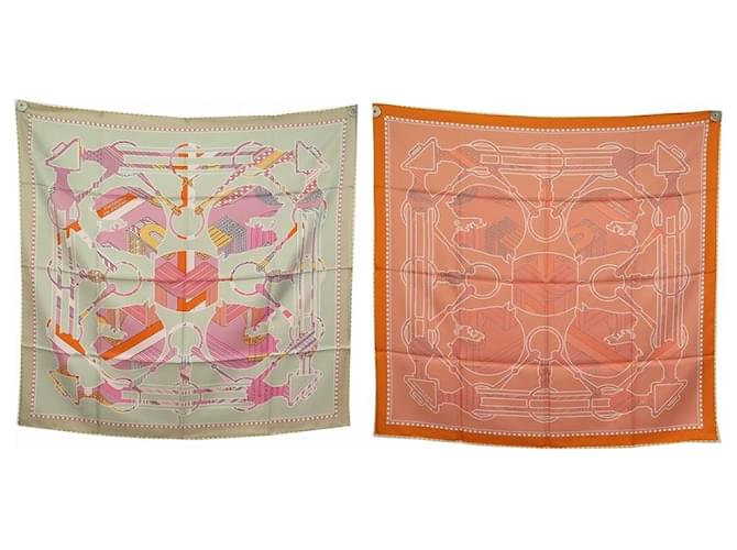 Hermès NEW HERMES TATERSALE lined-SIDED ZIGZAG SCARF H903865S SQUARE 90 SCARF Orange Silk  ref.1201393