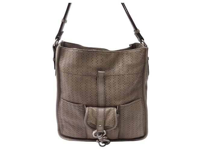 Chloé SAC A MAIN CHLOE CABAS CUIR PERFORE TAUPE LEATHER PERFORATED HAND BAG TOTE  ref.1201432