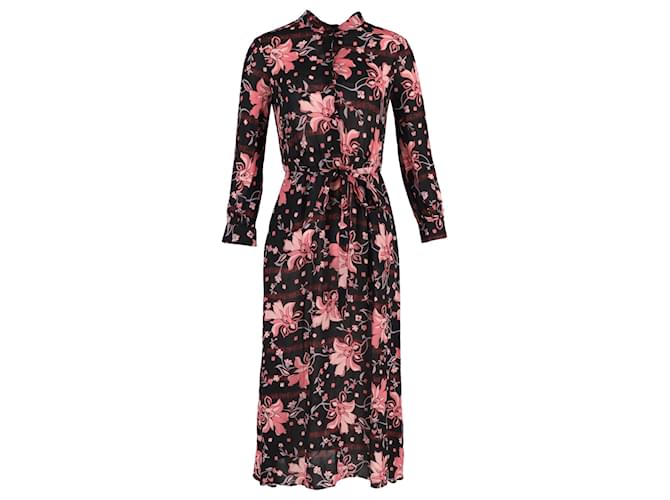 Gucci Floral Long-Sleeve Dress in Black Viscose Cellulose fibre  ref.1201466