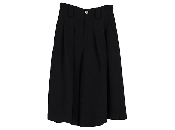 Culottes plissadas de perna larga Gucci em poliéster preto  ref.1201471