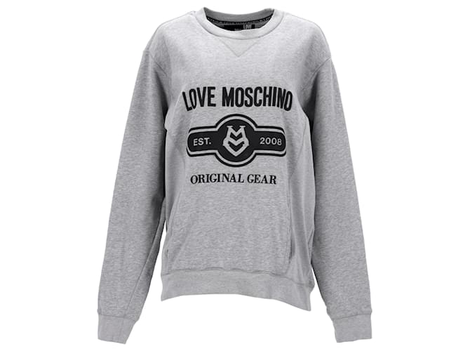 Pull Love Moschino Original Gear imprimé en coton gris  ref.1201472