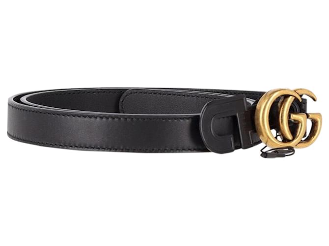 Cintura Gucci foderata con fibbia G in pelle nera Nero  ref.1201475