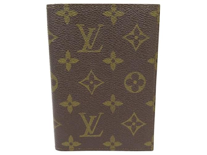 VINTAGE LOUIS VUITTON WALLET PASSPORT HOLDER CANVAS MONOGRAM WALLET Brown Cloth  ref.1201500