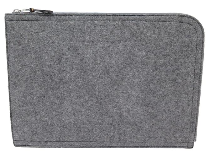 Louis Vuitton NEW VUITTON POUCH TRAVEL MM IN GRAY FLANNEL AND BROWN LEATHER POUCH Grey  ref.1201503