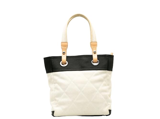 Chanel Matelasse Paris Biarritz Canvas Tote Bag in Very Good Condition Black Cloth  ref.1201520