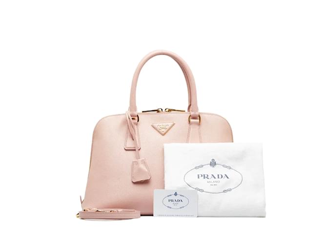 Prada Saffiano Lux Dome Bag 1BA837 Pink Leather Pony-style calfskin  ref.1201536