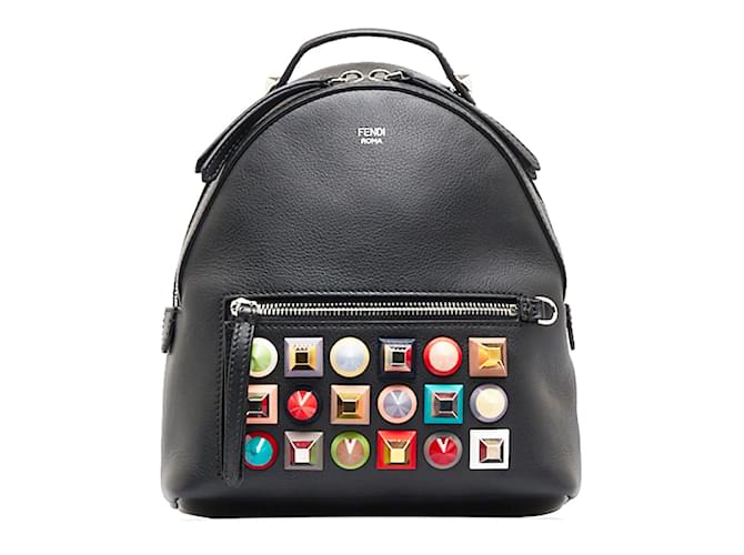Fendi Mini By The Way Leather Backpack 8BZ038 Black Pony-style calfskin  ref.1201542