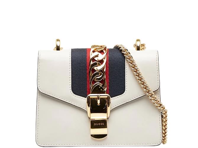 Gucci Mini Sylvie Leather Shoulder Bag 431666 White  ref.1201545