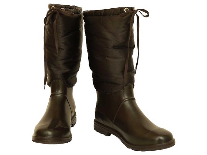 Dolce & Gabbana Botas de chuva em nylon e borracha marrom 45