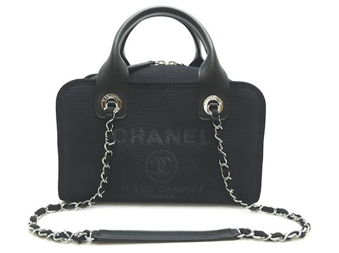 Classique Chanel Deauville Toile Noir  ref.1201688