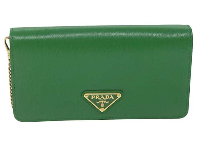 Prada Vitello move keychain Green Leather  ref.1201751