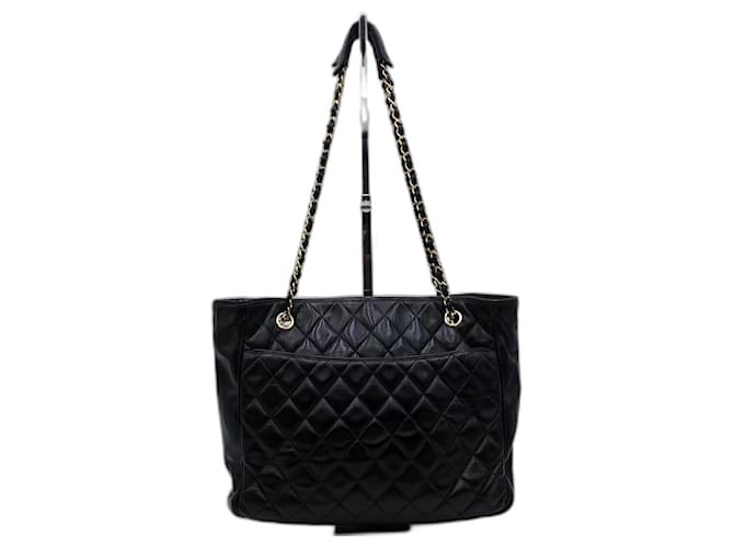 Timeless Chanel Vintage Grand Shopping Tote With Gold Hardware Black Leather  ref.1201774