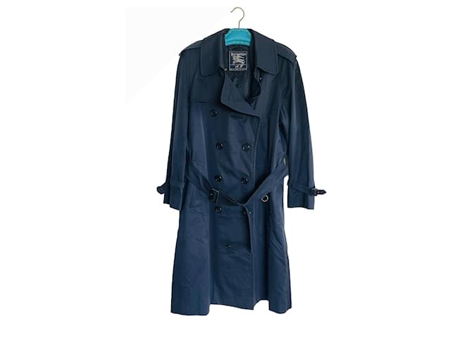 Burberry Prorsum Trench + lining 100% laine Navy blue Cotton Polyester Wool  ref.1201788