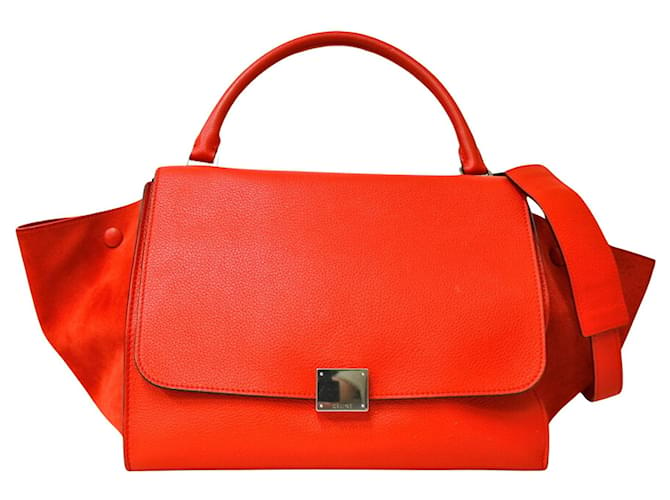 Céline Trapèze Cuir Orange  ref.1202364