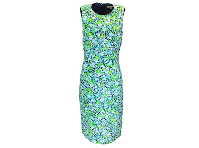 Autre Marque Michael Kors Collection Blue / White / Green Floral Printed Sleeveless Midi Dress Multiple colors Synthetic  ref.1202438