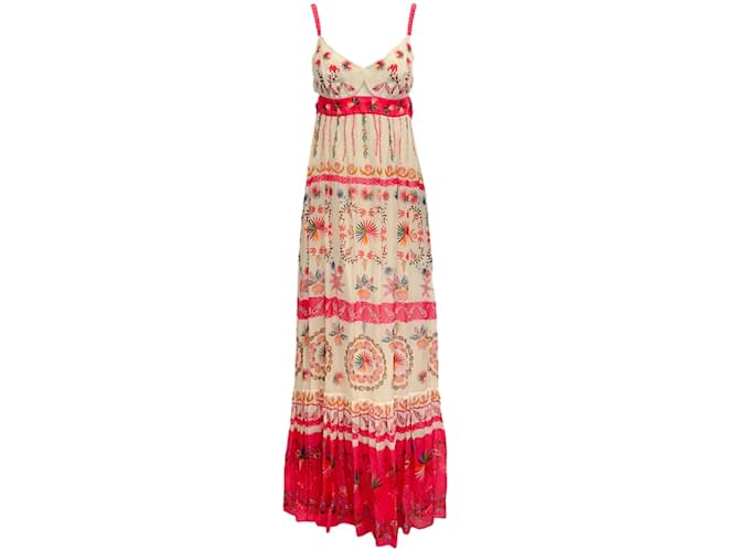 Autre Marque Saloni Naki Shell Print Maxi Dress Pink Cotton  ref.1202439