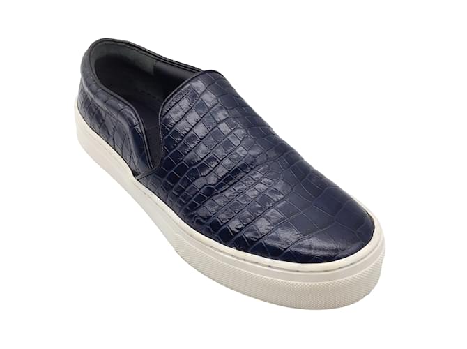 Autre Marque Celine Navy Blue Croc Embossed Slip-On Sneakers Exotic leather  ref.1202444