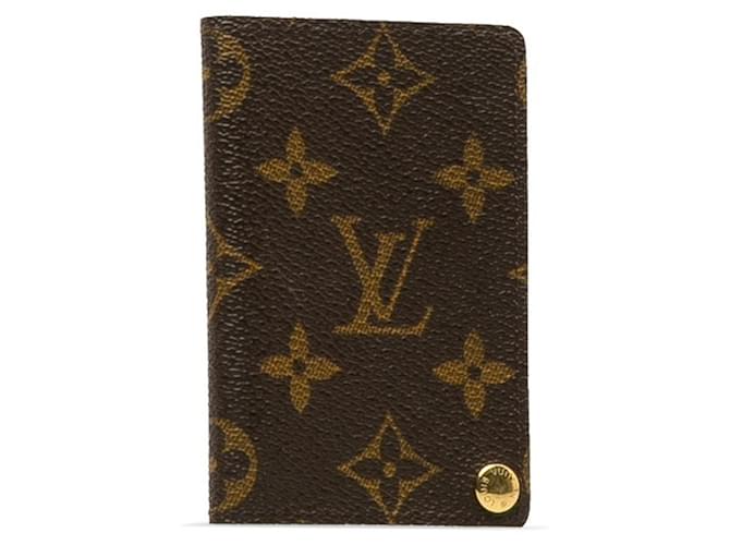 Louis Vuitton Porte carte crédit Pression Marrom Lona  ref.1202563