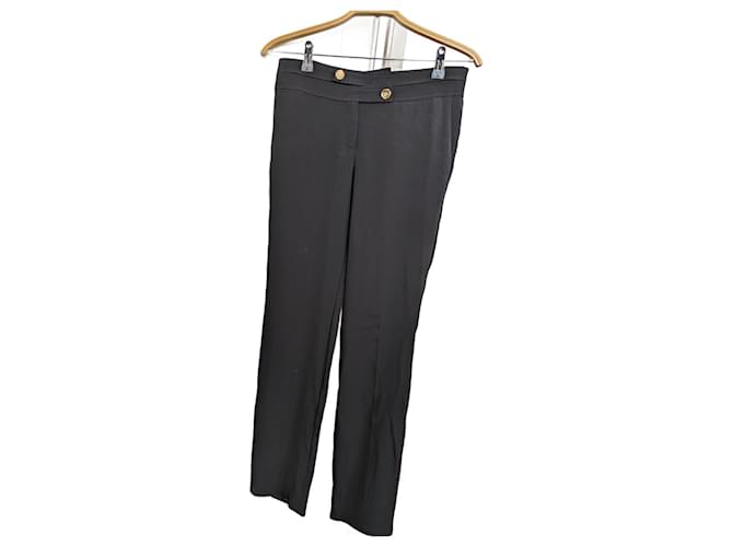 Versace Pants, leggings Black Silk Rayon Acetate  ref.1202592