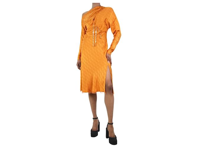 Versace Orange tonal jacquard dress - size IT 38 Viscose  ref.1202606
