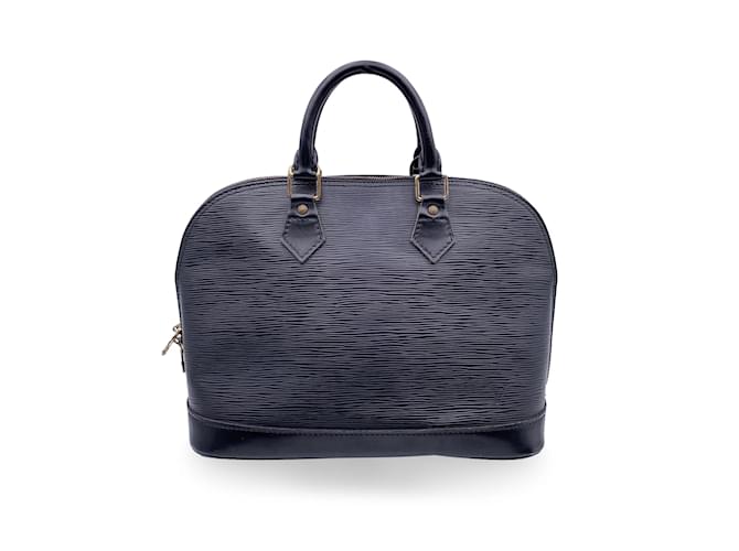 Louis Vuitton Bolsa de alça superior vintage couro Epi preto Alma Alma  ref.1202627