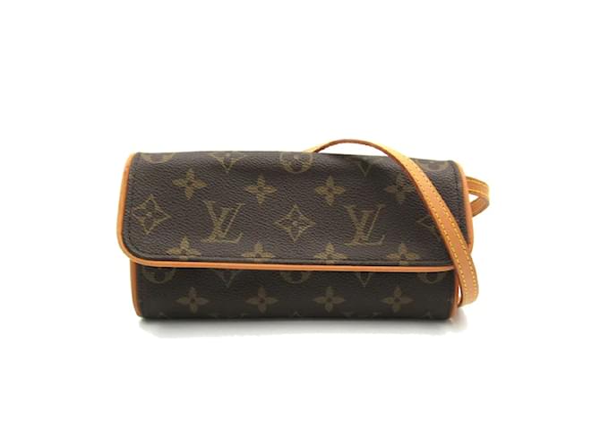 Louis Vuitton Monogram Pochette Twin PM  M51854 Brown Cloth  ref.1202645