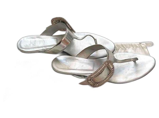 Sandali Roger Vivier in pelle argentata 40 Argento