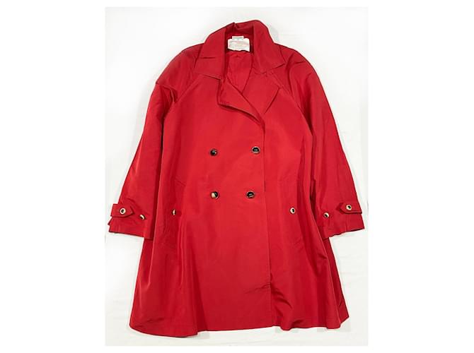 Chanel Trench coats Red Silk  ref.1202769