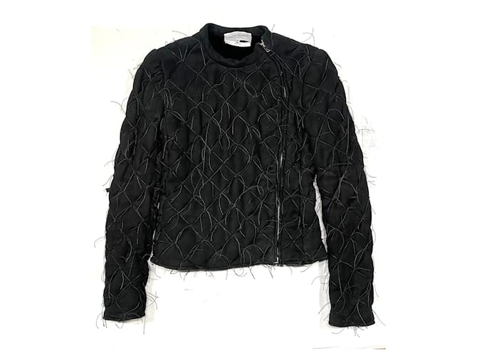 Yves Saint Laurent Biker jackets Black Leather  ref.1202770