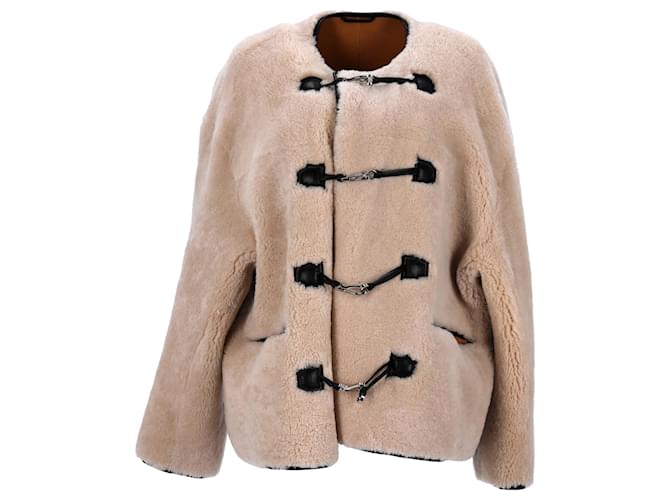 Totême Toteme Teddy Clasp Jacket in Cream Lamb Shearling White Leather  ref.1202835