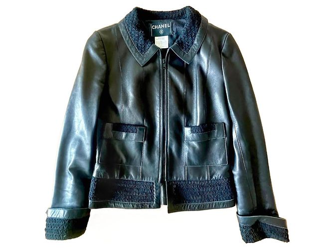 Chanel Leather Suit Jacket Black