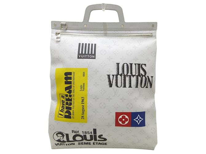 Louis Vuitton flache Vertikale Weiß Leinwand  ref.1202942