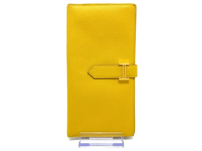 Béarn Hermès Bearn Yellow Leather  ref.1202951